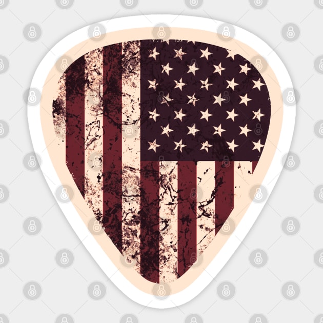 Vintage American Flag Guitar Pick Sticker by Scar